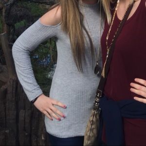 Grey Open Sleeve Sweater